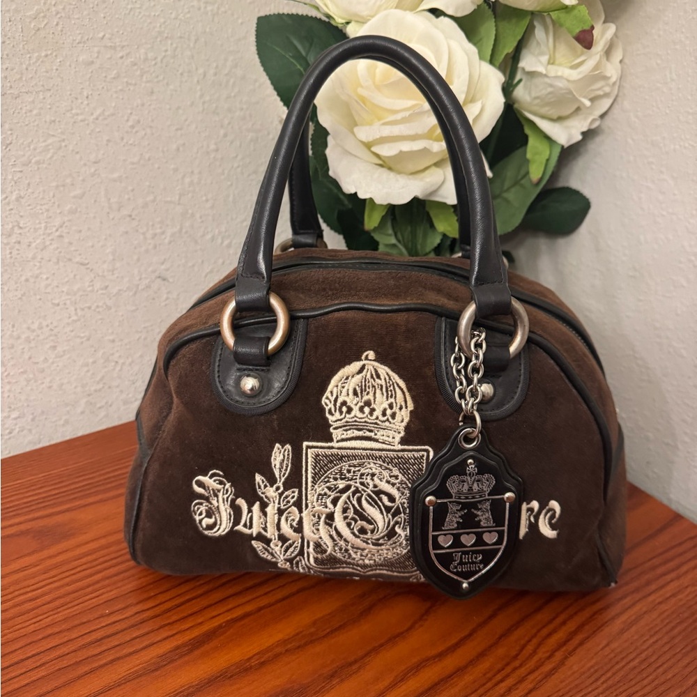 Juicy Couture Brown Satchel with Embroidered Detailing
